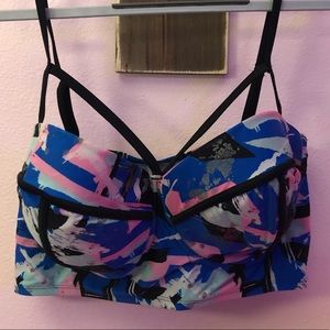Blue Abstract Paint Bikini SET - high waisted
